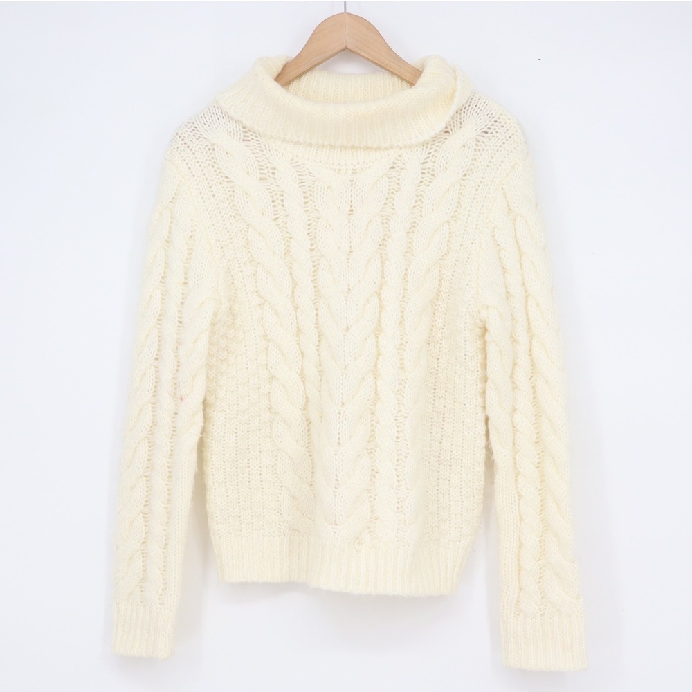 Harper Heritage Cream Cable Knit Turtleneck Sweater Womens Small